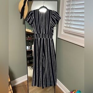 Anthropologie Blue and White Striped Jumpsuit XS